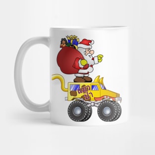 Santa riding monster truck Mug